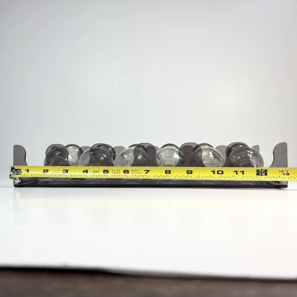 Vtg Two Tier Wall Contemporary Acrylic Gray Spice‎ Rack 6 Spice Bottles